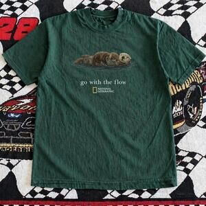 Gildan Green T Shirt National Geographic Green Otter T Shirt 1